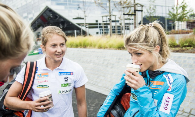 20180802 Sandnes : Blinkfestivalen 2018 . Avreise til Lysebotn opp. Therese Johaug og Ingvild Flugstad Østberg. FOTO: Andreas Lekang / Dagbladet